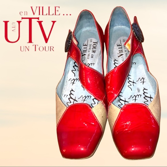 Un Tour En Ville (UTV) Original Red & Beige Flats size 11 - Picture 1 of 4